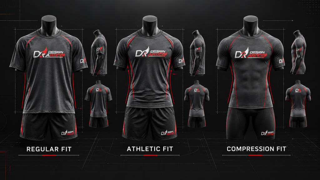 Comparison of regular, athletic and compression activewear fits